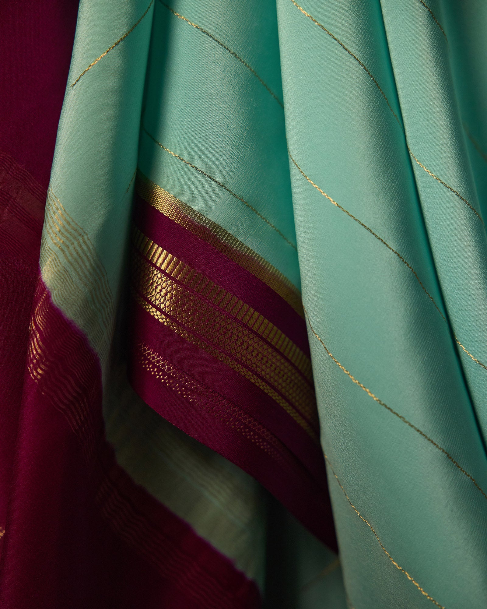 Aqua Blue Mysore Crepe Silk Saree - 012 of 105