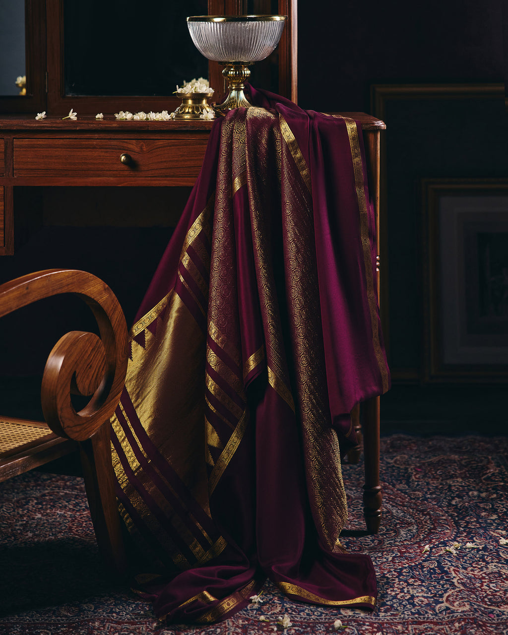 Burgundy Mysore Crepe Silk Saree - 013 of 105