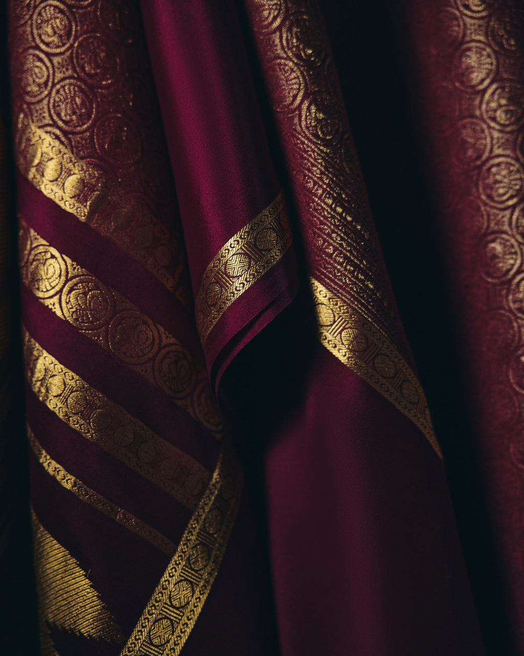 Burgundy Mysore Crepe Silk Saree - 013 of 105