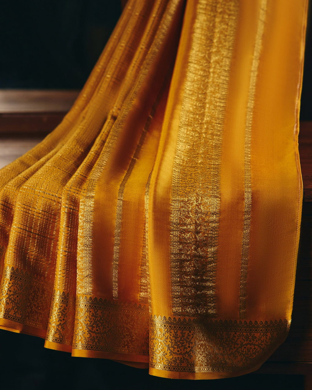 Yellow Mysore Crepe Silk Saree - 014 of 105