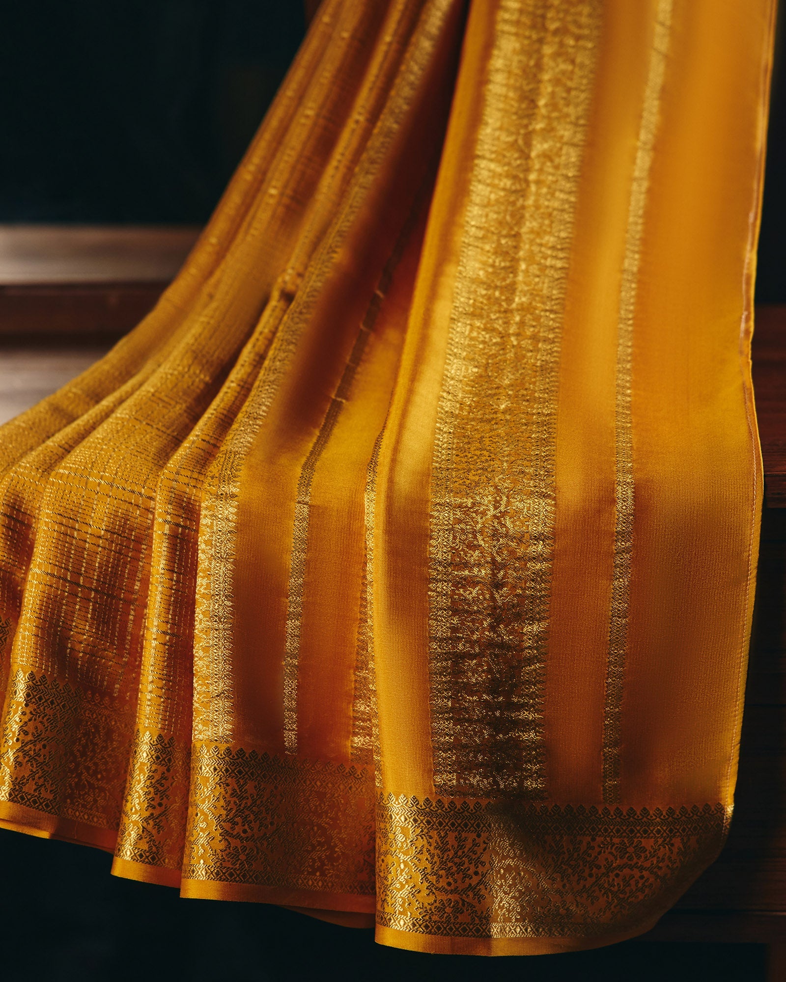 Yellow Mysore Crepe Silk Saree - 014 of 105
