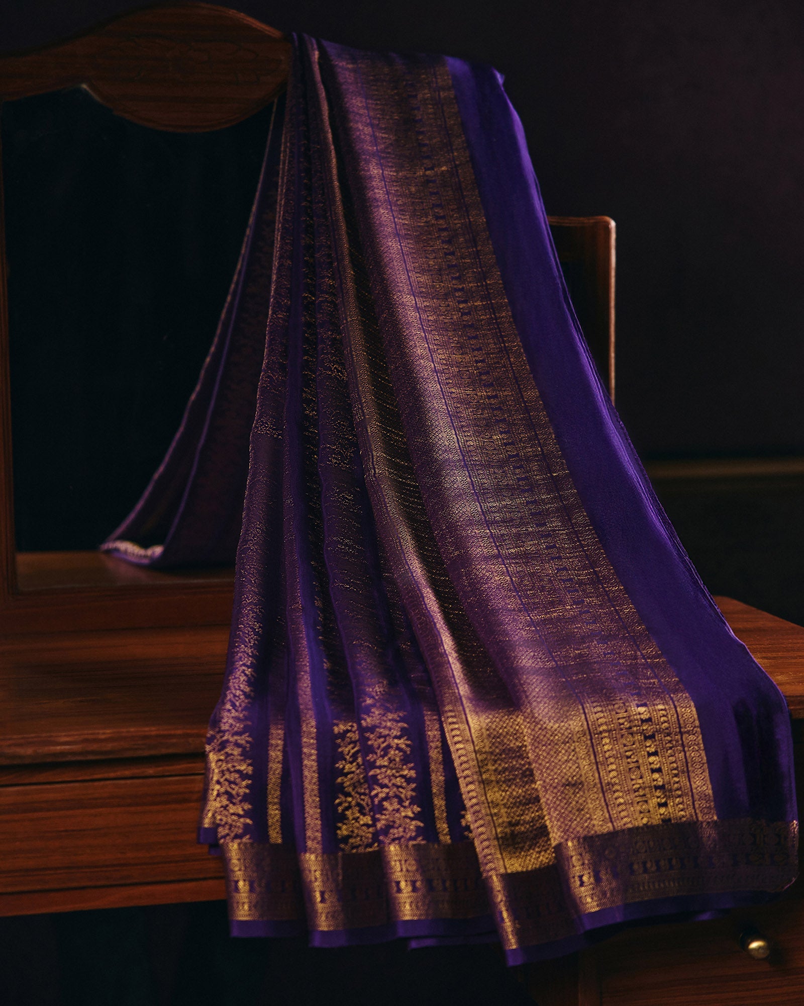 Blue Mysore Crepe Silk Saree - 010 of 105