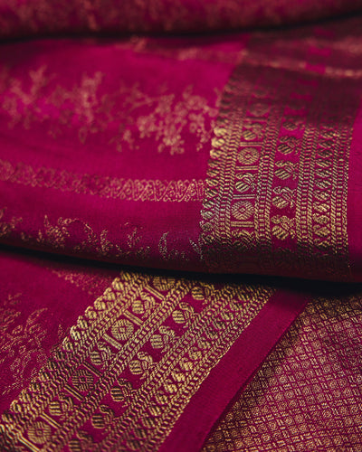 Magenta Pink Mysore Crepe Silk Saree - 011 of 105