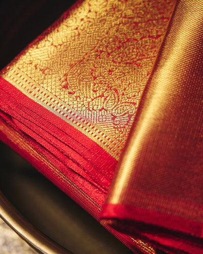 Red Kanchivaram Tissue Brocade Silk Saree - 064 of 105