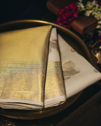 Off-White Kanchivaram Silk Saree - 093 of 105