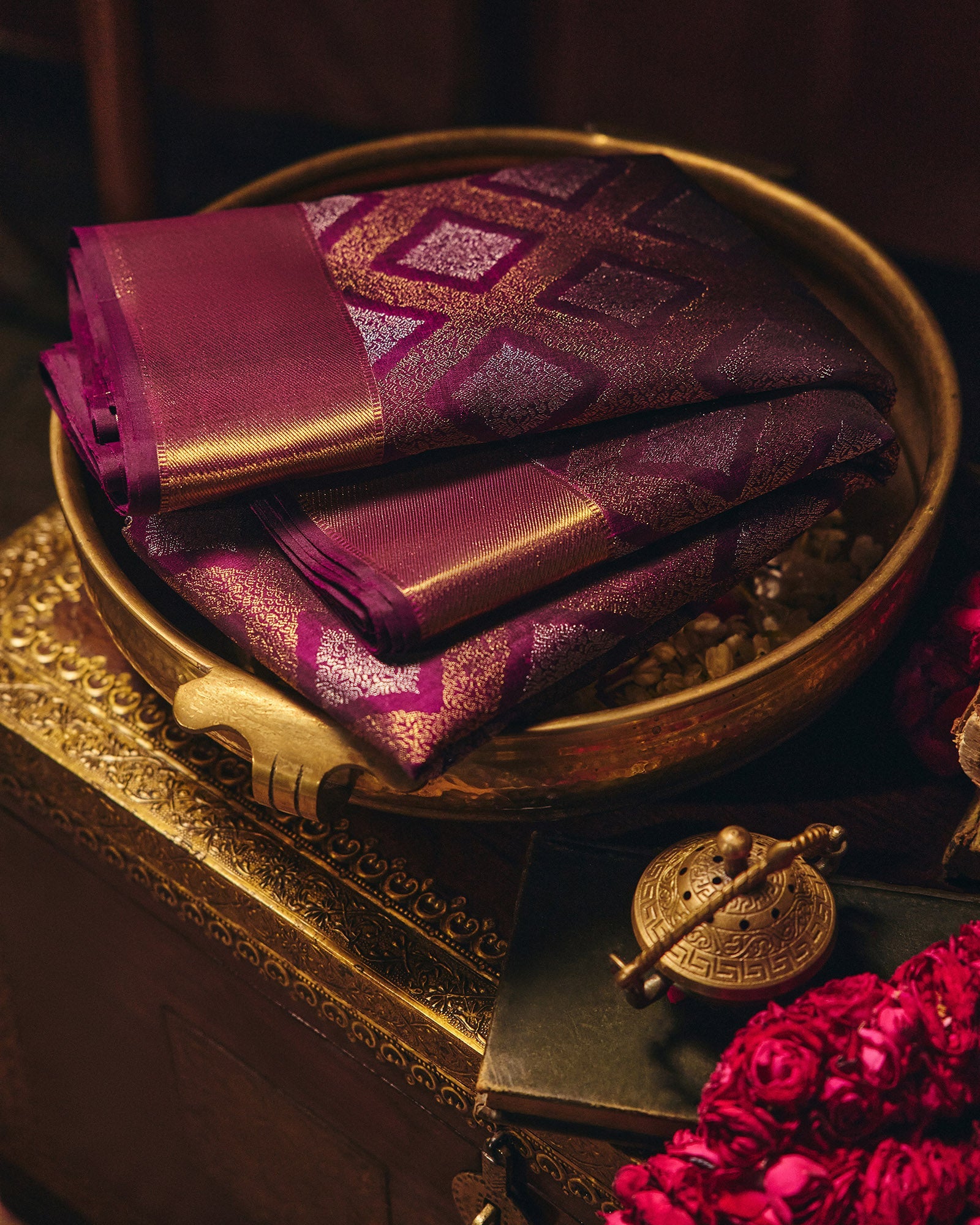 Burgundy Kanchivaram Silk Saree - 038 of 105