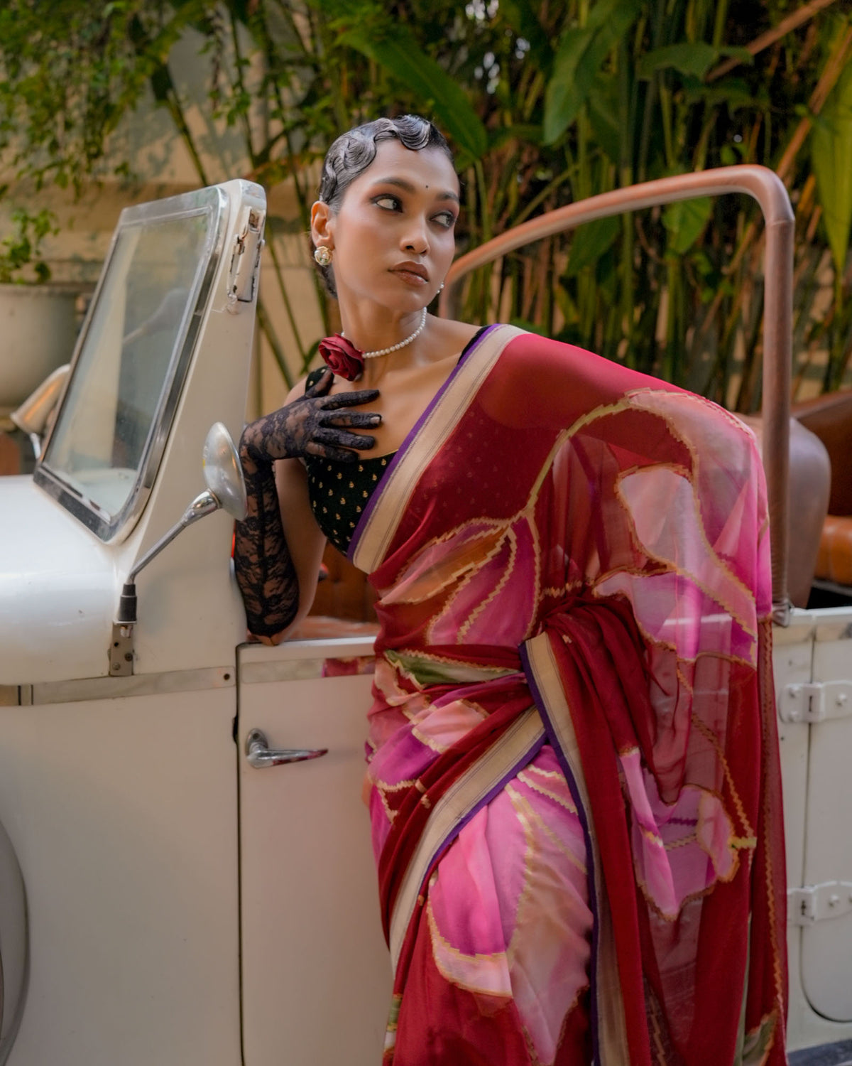 Red Banarasi Georgette Silk