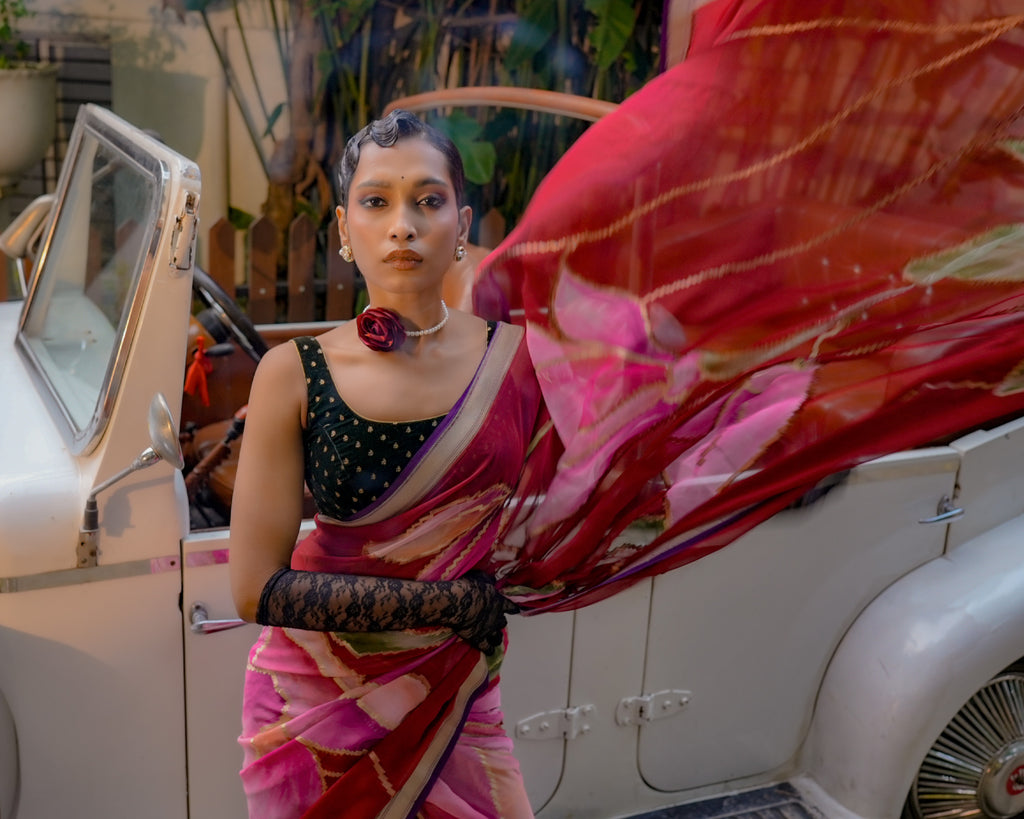 Red Banarasi Georgette Silk