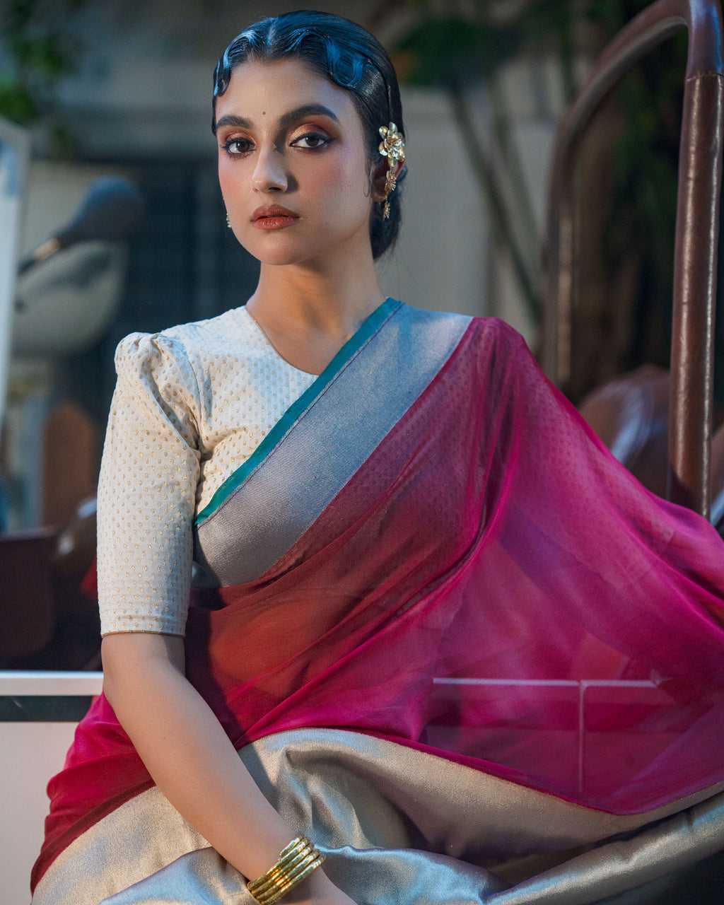 Maroon Banarasi Georgette Silk