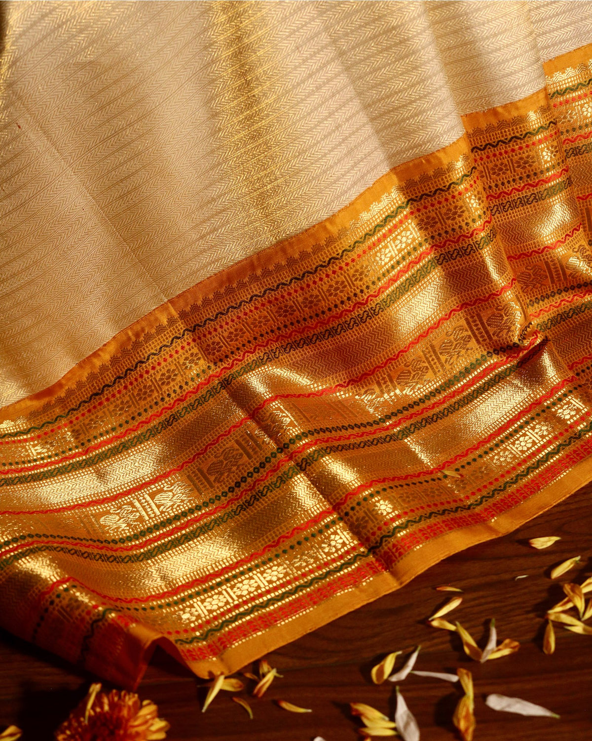 Off White Kanchivaram Silk Saree