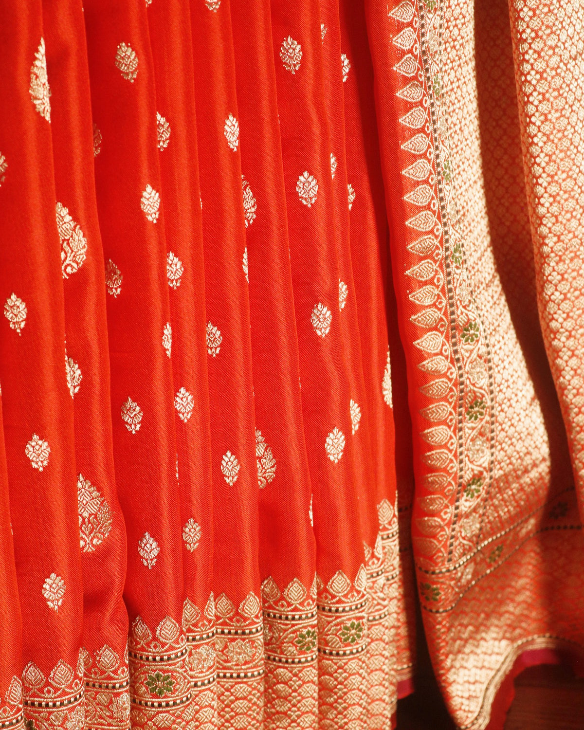 Orange Banarasi Silk Saree
