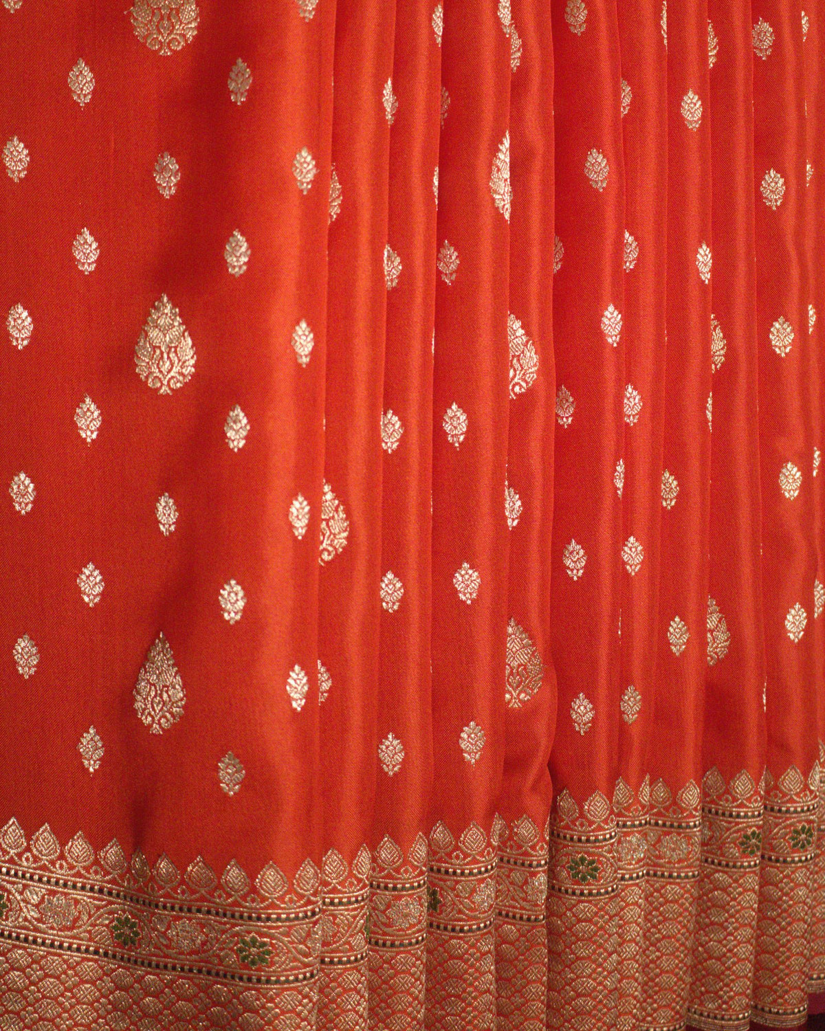Orange Banarasi Silk Saree