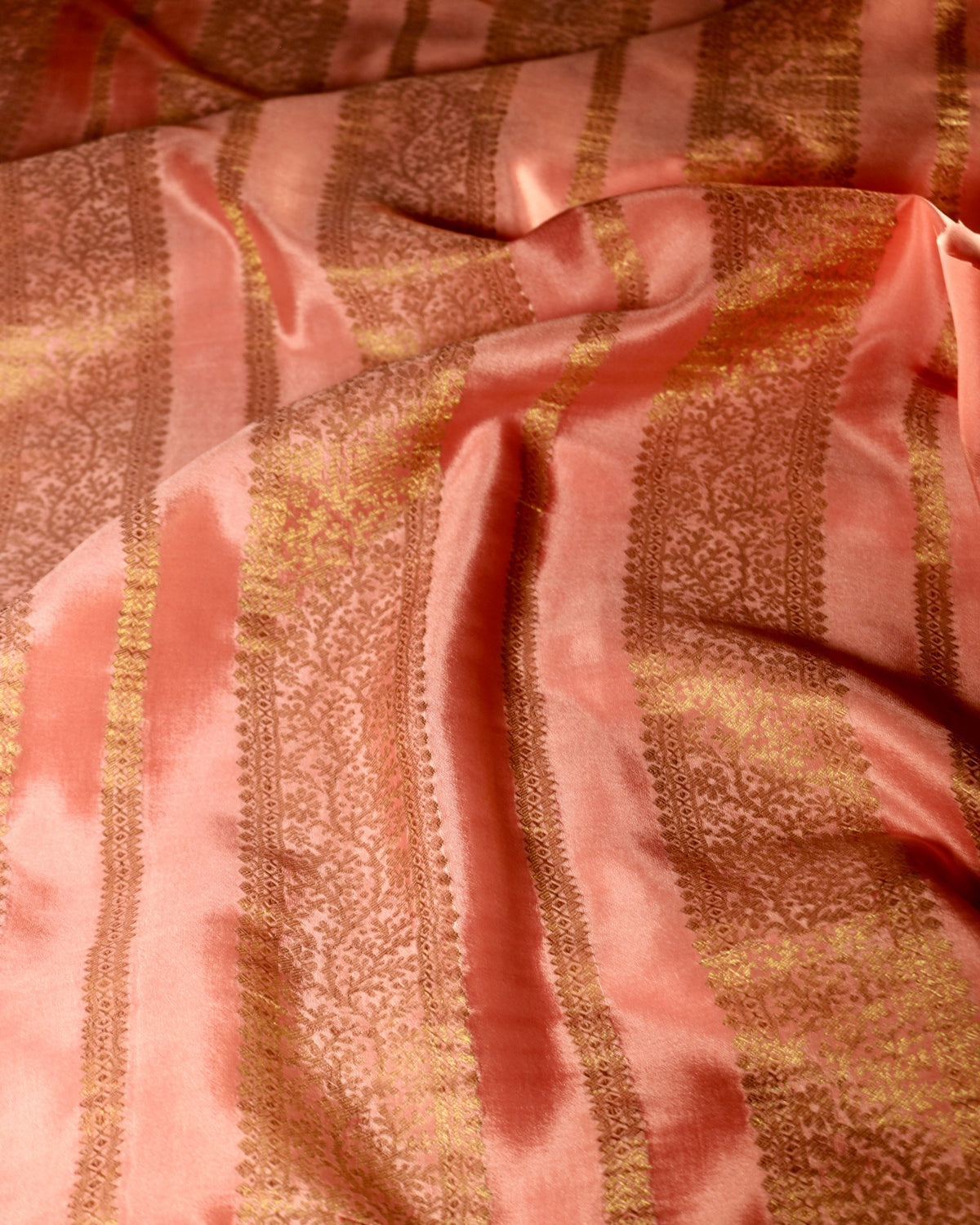 Peach Mysore Crepe Silk Saree