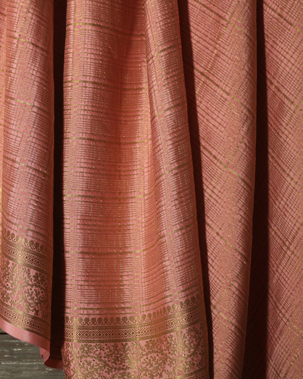 Peach Mysore Crepe Silk Saree