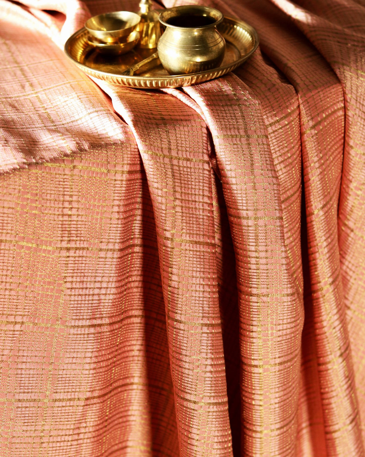 Peach Mysore Crepe Silk Saree