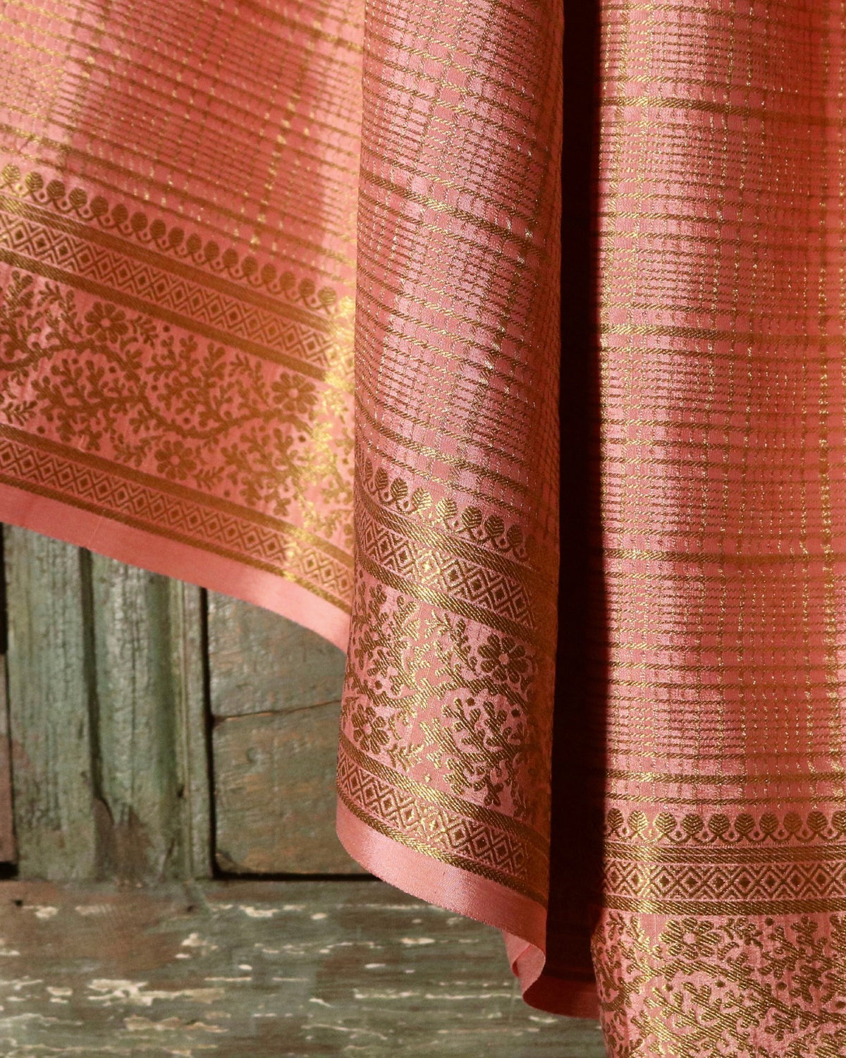 Peach Mysore Crepe Silk Saree