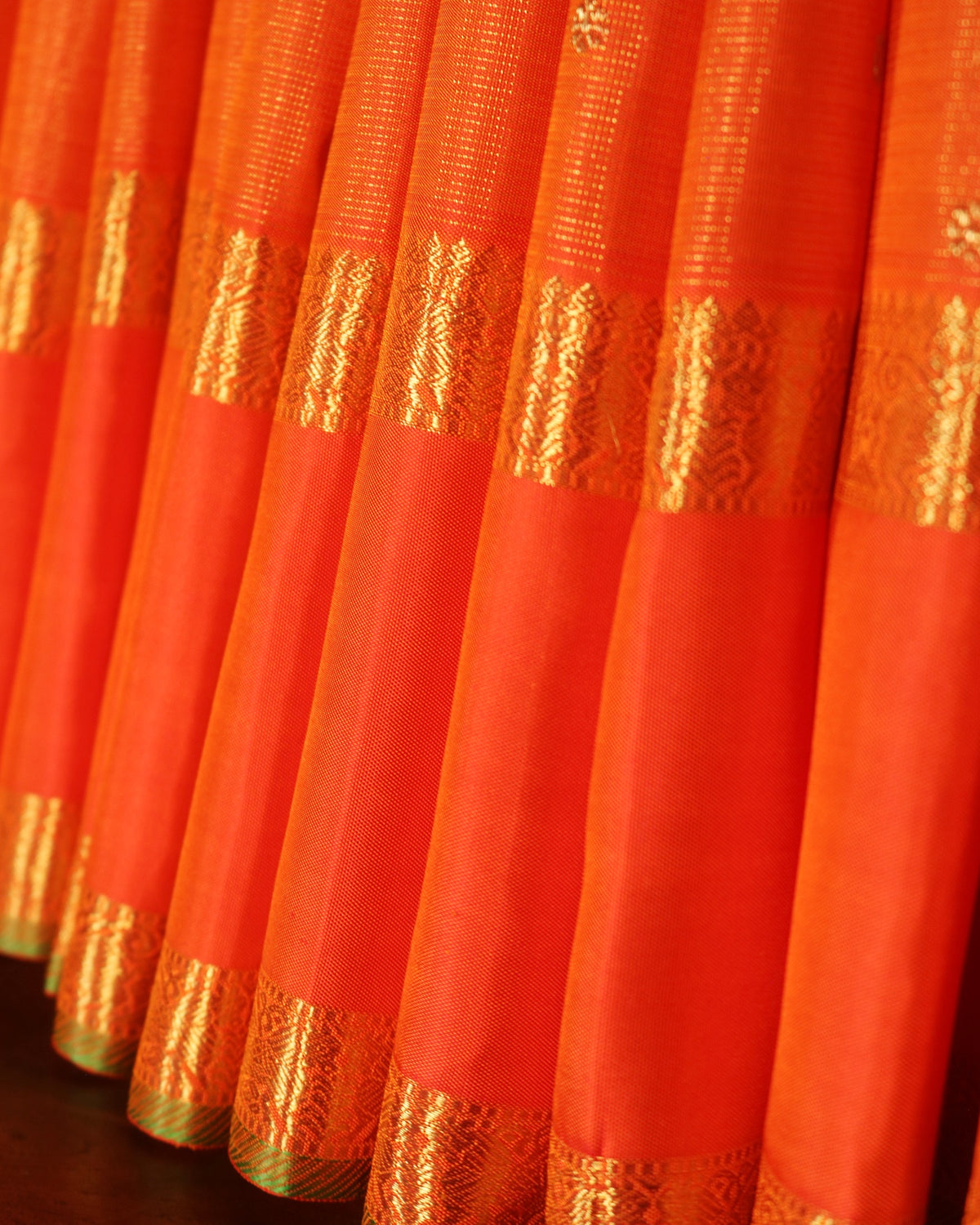 Orangish Red Kanchivaram Silk Saree