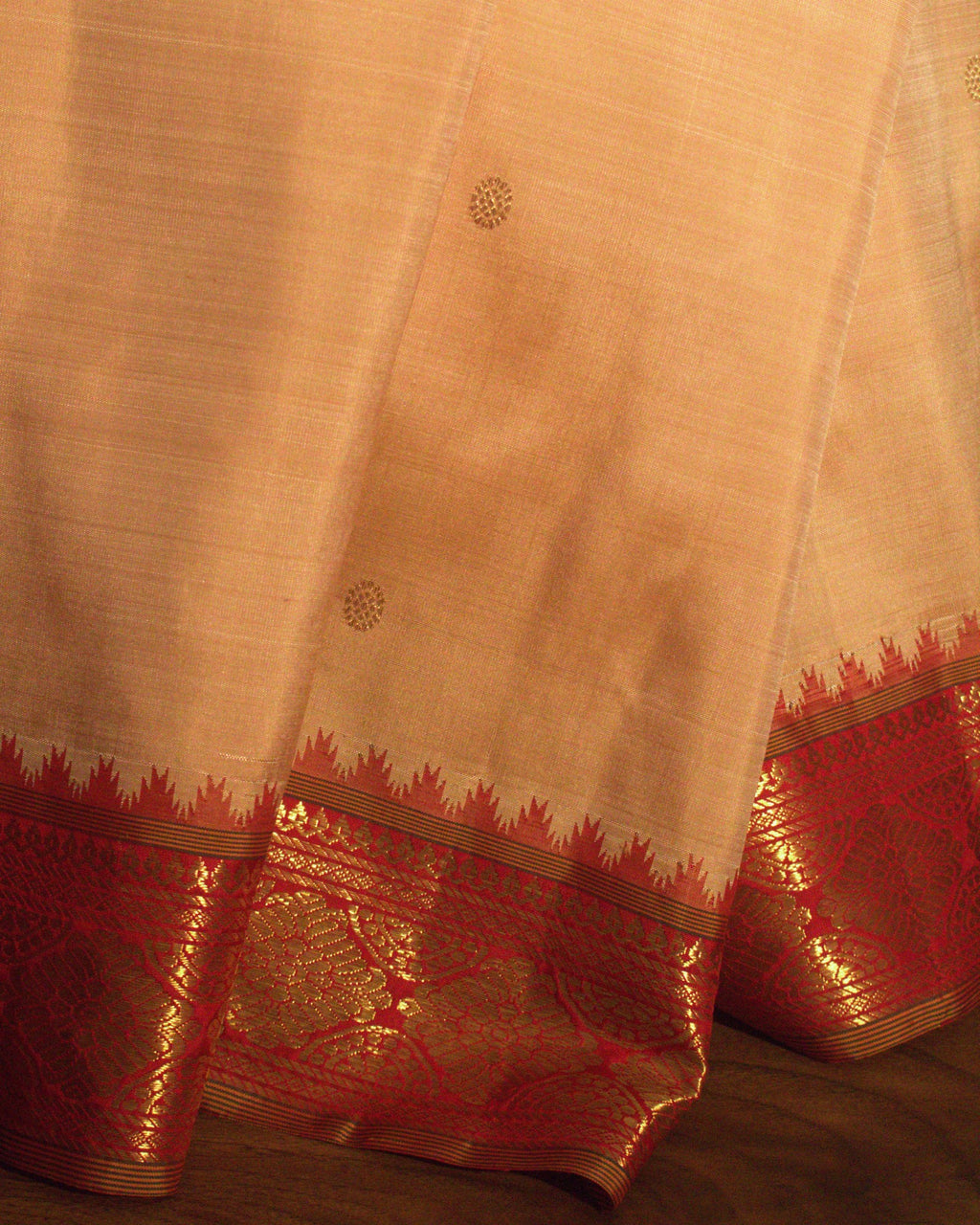 Cream Kanchivaram Silk Saree