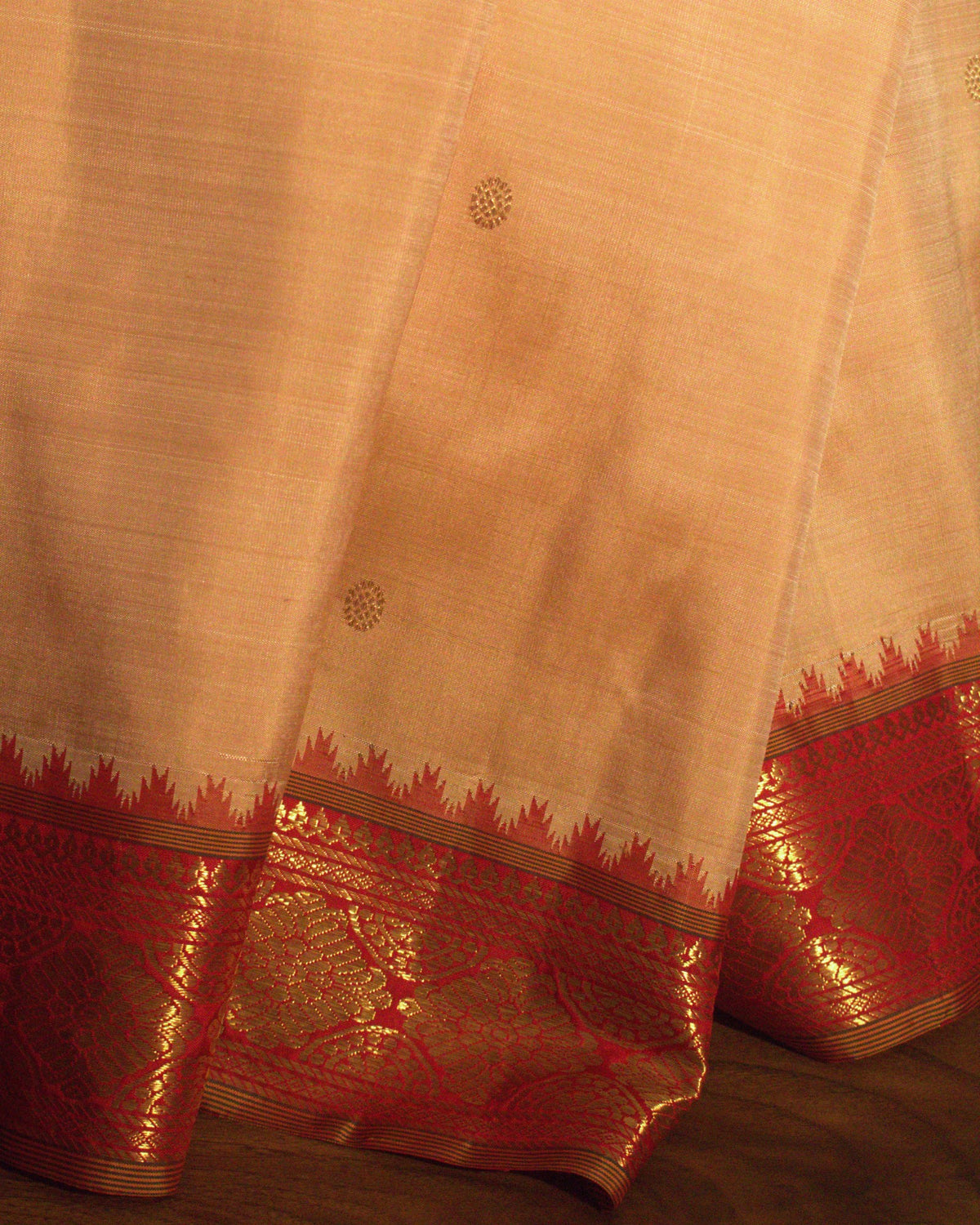Cream Kanchivaram Silk Saree