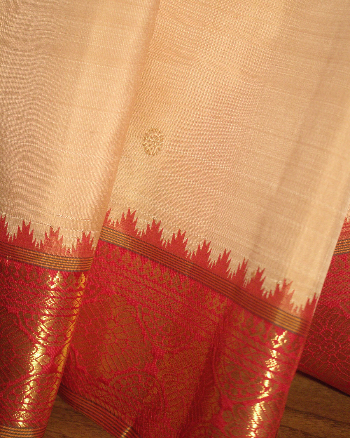 Cream Kanchivaram Silk Saree