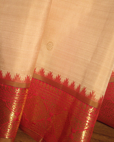 Cream Kanchivaram Silk Saree