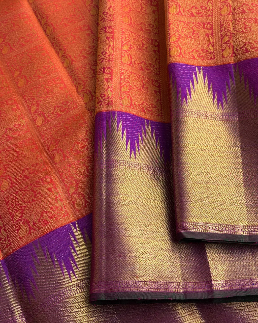Orange Kanchivaram Silk Saree