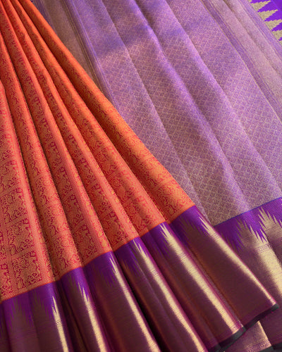 Orange Kanchivaram Silk Saree
