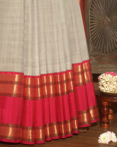 Cream Kanchivaram Silk Saree