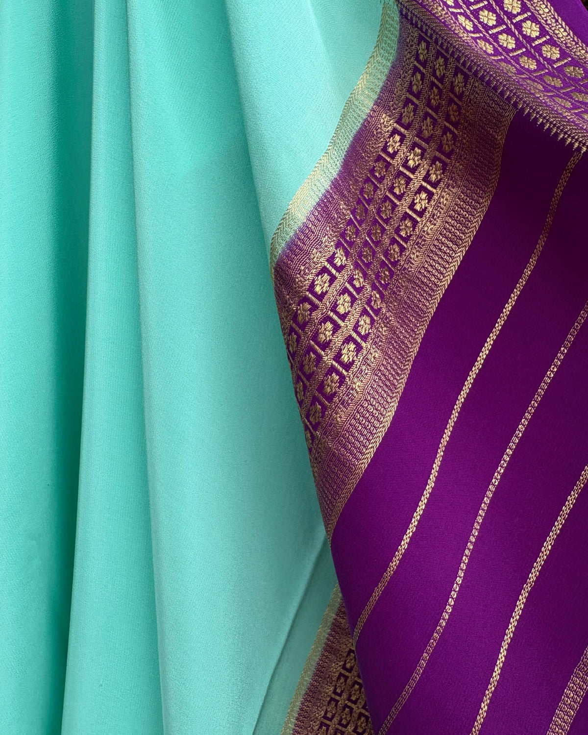 Blue Mysore Crepe Silk Saree