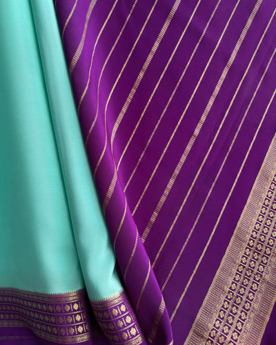 Blue Mysore Crepe Silk Saree