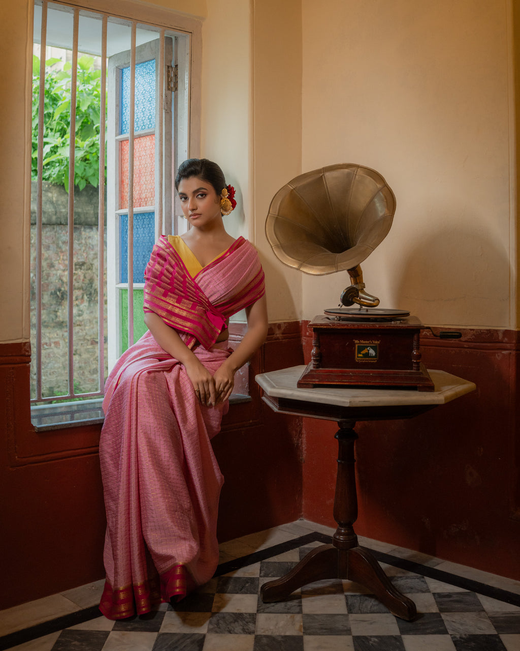 Pink Mysore Crepe Silk Saree