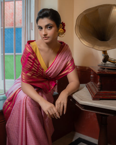 Pink Mysore Crepe Silk Saree