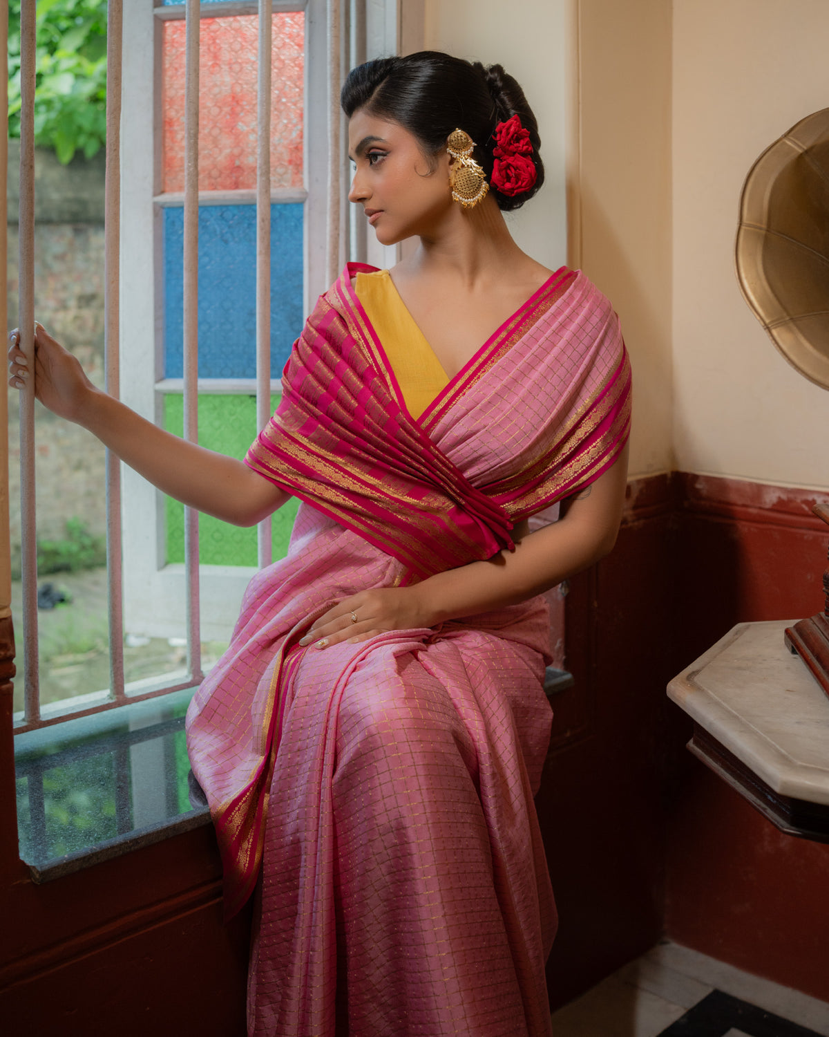 Pink Mysore Crepe Silk Saree