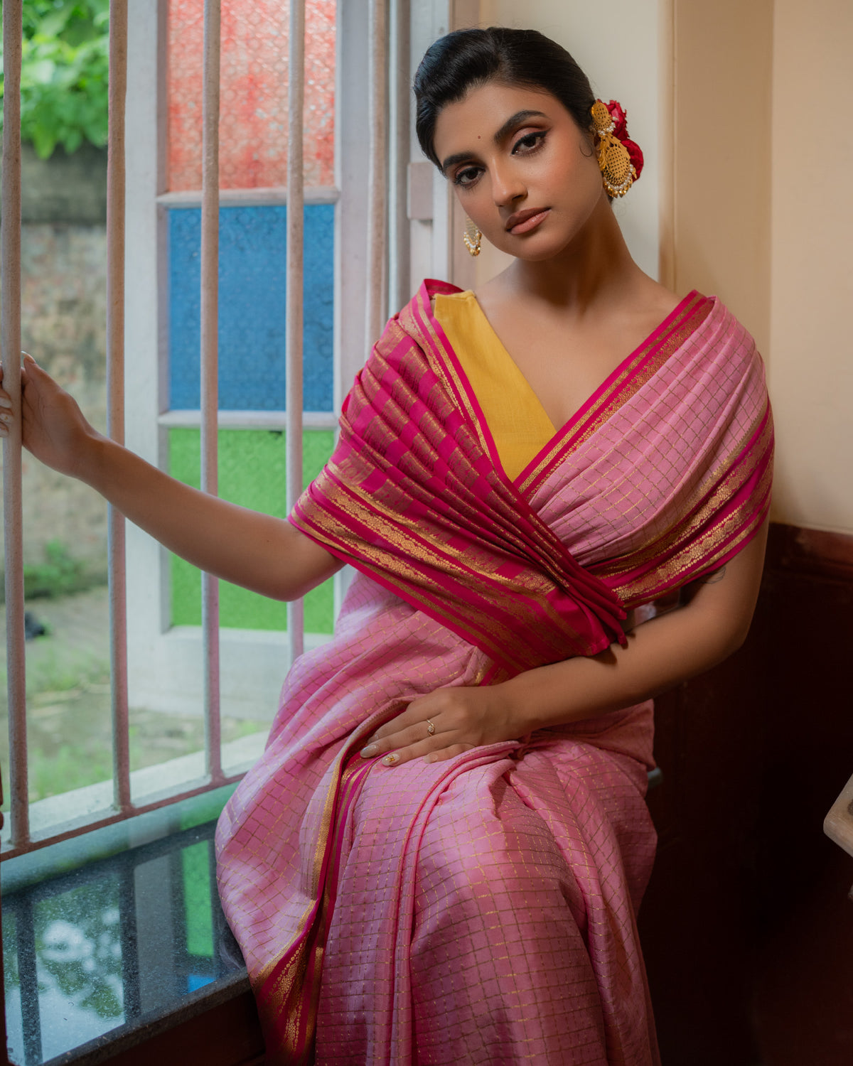 Pink Mysore Crepe Silk Saree