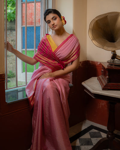 Pink Mysore Crepe Silk Saree