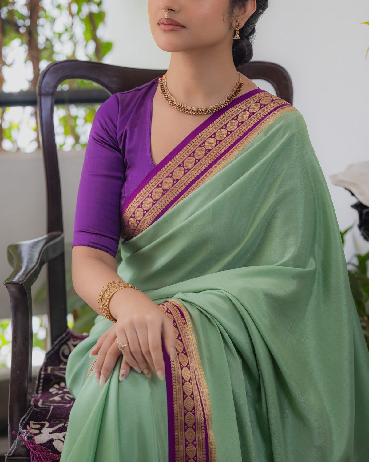 Green Mysore Crepe Silk Saree