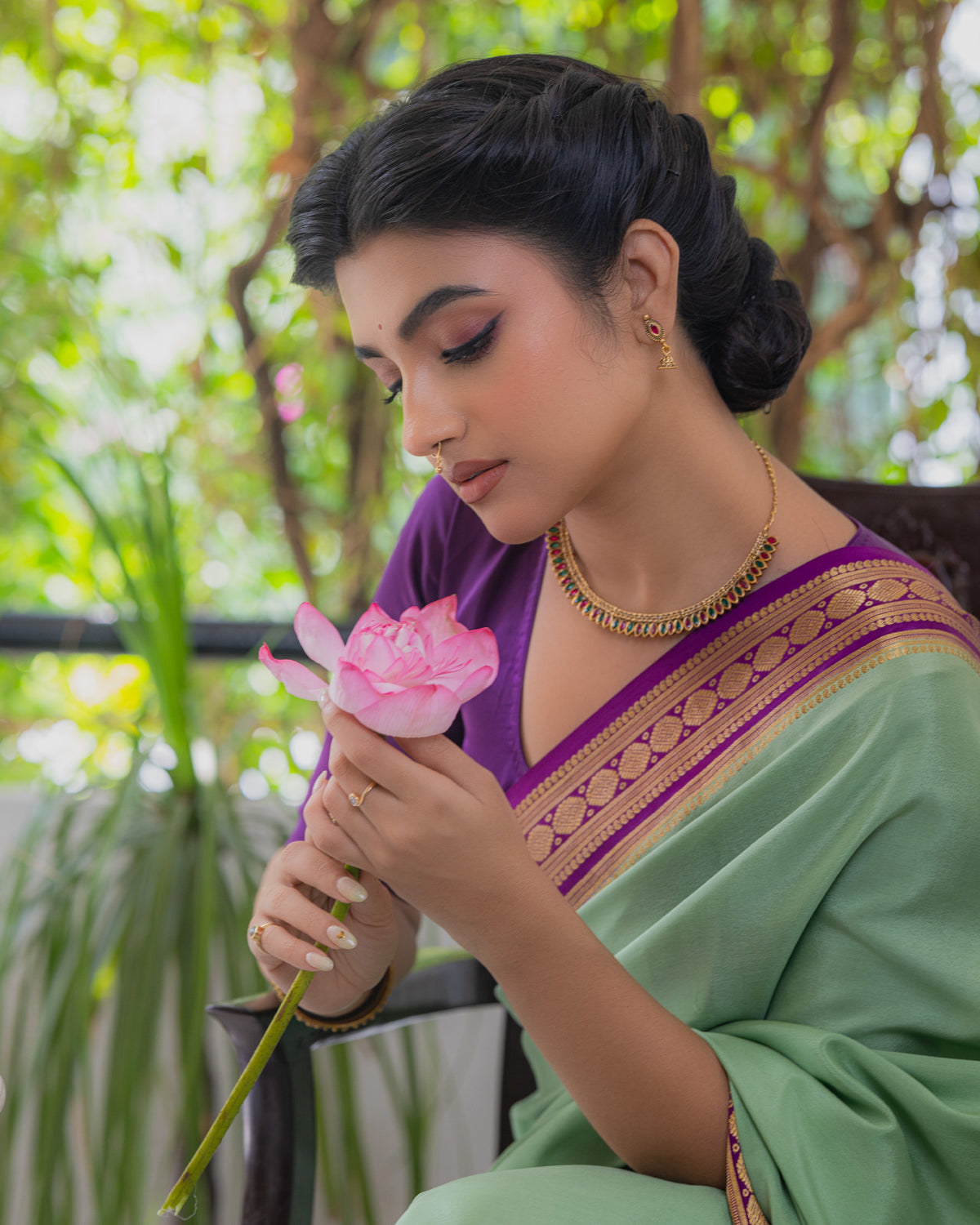 Green Mysore Crepe Silk Saree