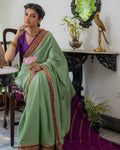 Green Mysore Crepe Silk Saree