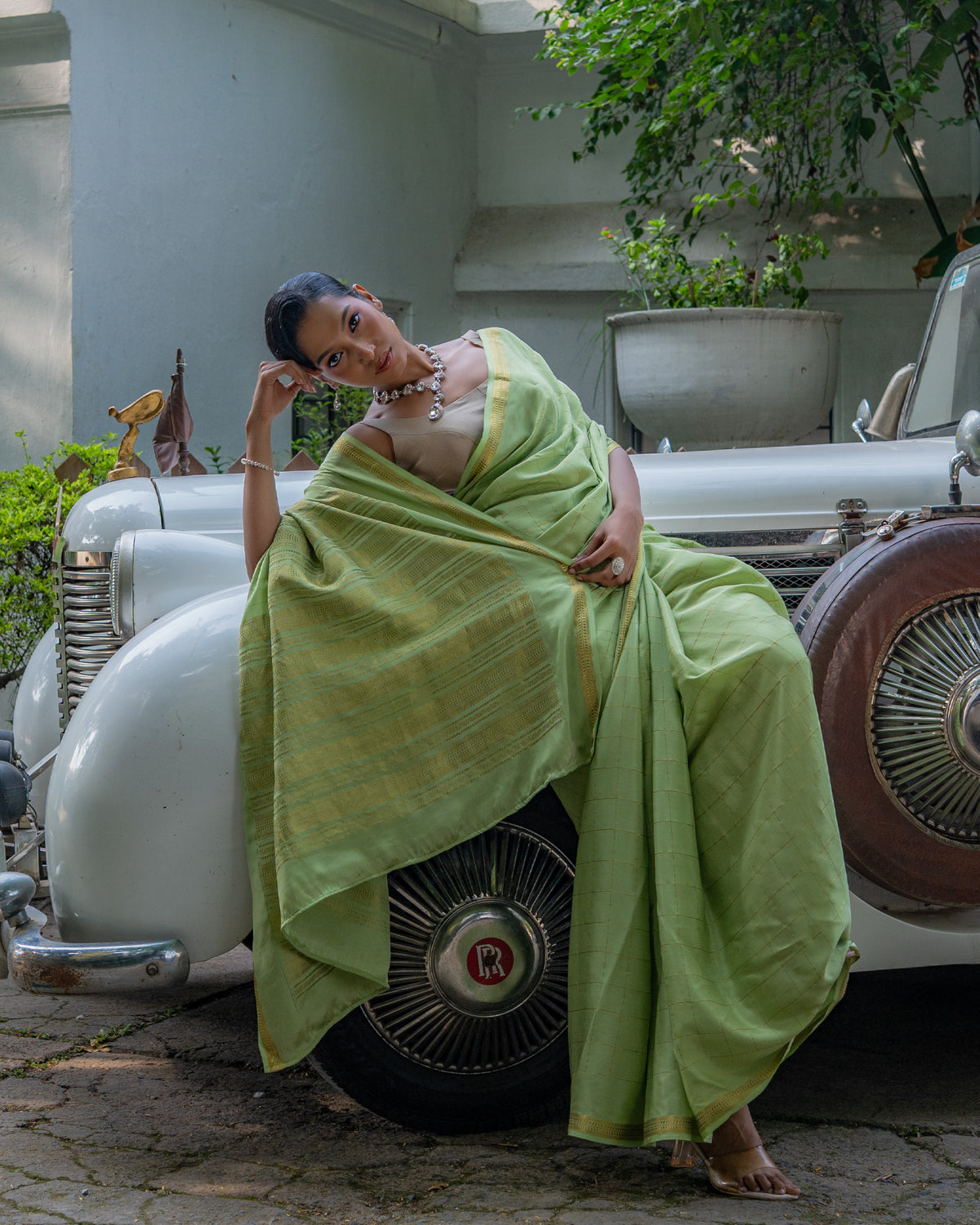 Green Mysore Crepe Silk Saree