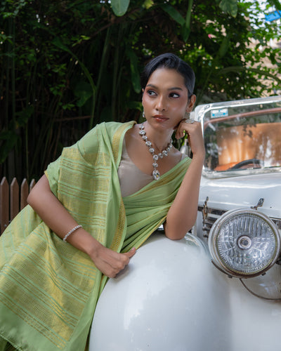 Green Mysore Crepe Silk Saree