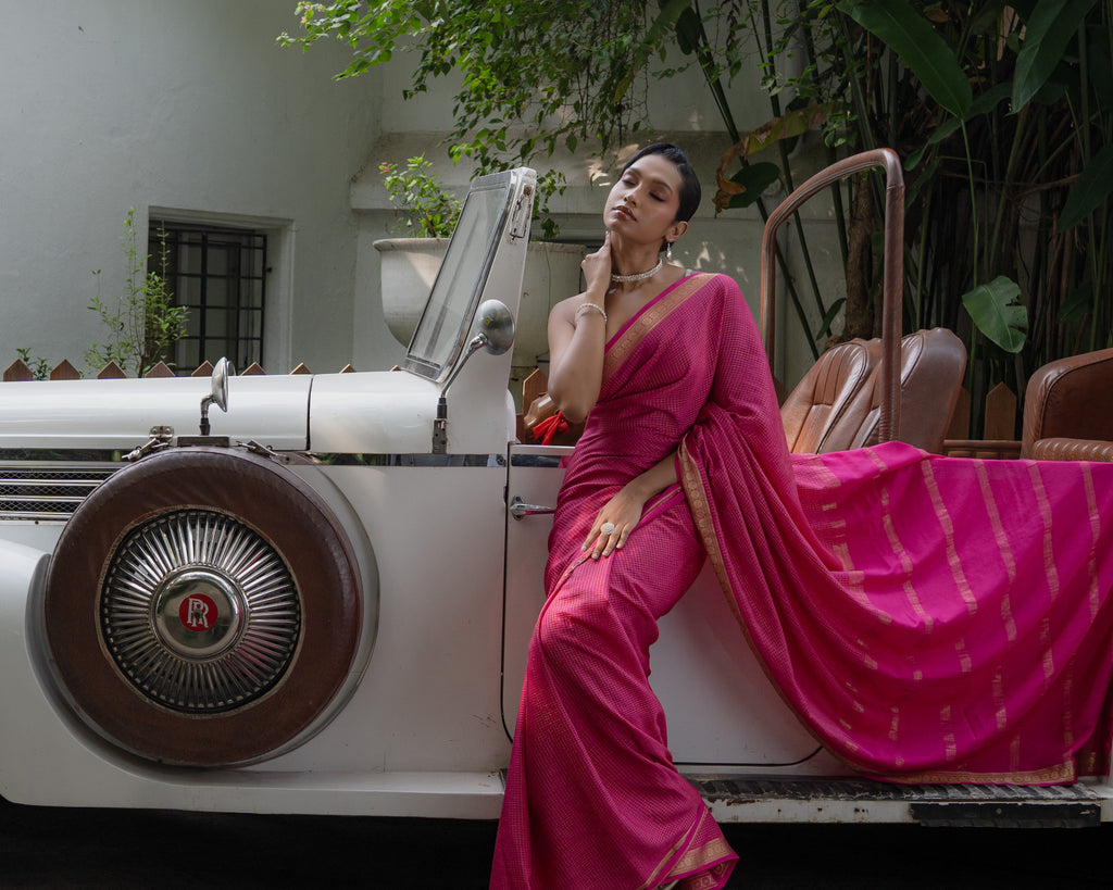 Pink Mysore Crepe Silk Saree