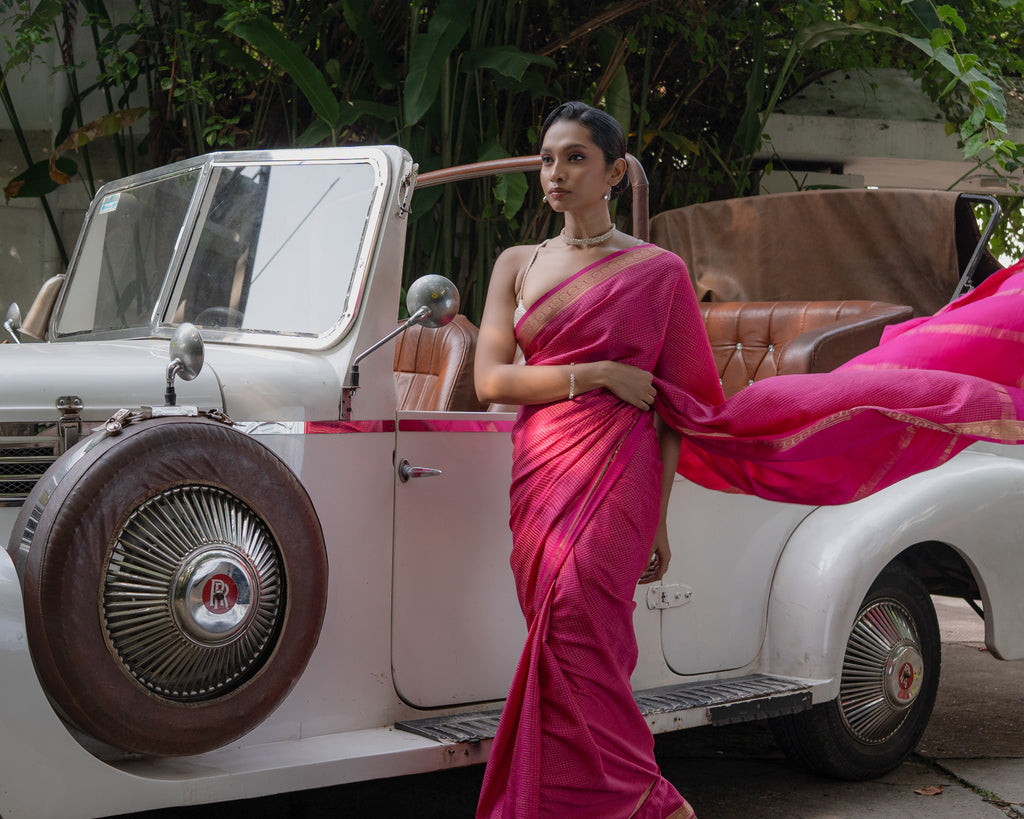 Pink Mysore Crepe Silk Saree