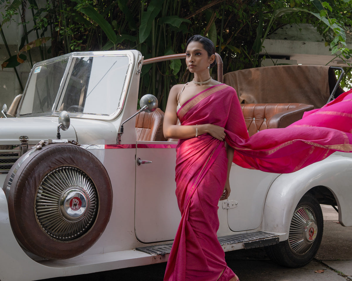 Pink Mysore Crepe Silk Saree
