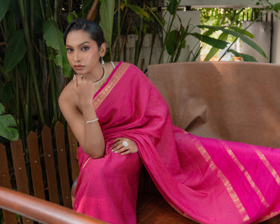 Pink Mysore Crepe Silk Saree