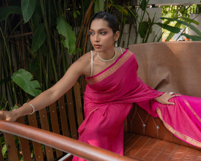 Pink Mysore Crepe Silk Saree