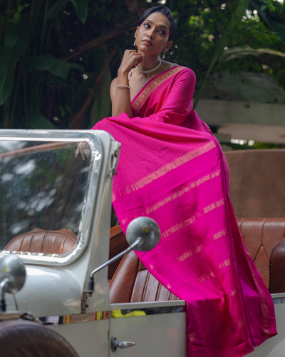 Pink Mysore Crepe Silk Saree