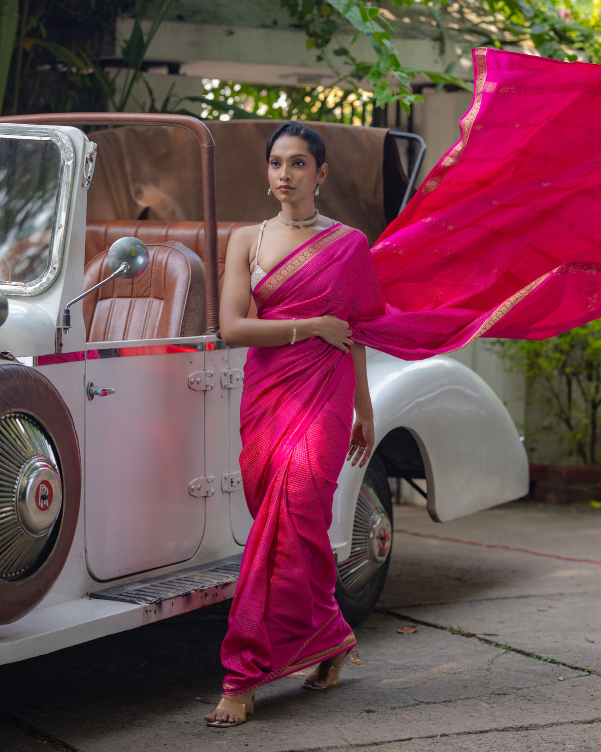 Pink Mysore Crepe Silk Saree