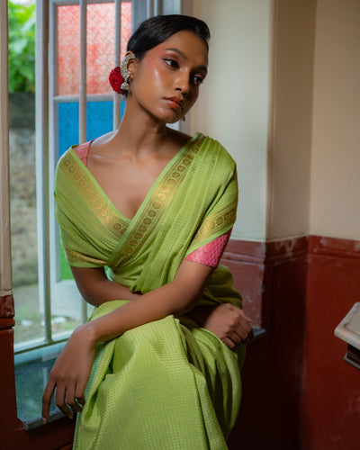 Green Mysore Crepe Silk Saree