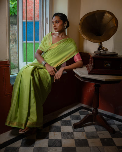 Green Mysore Crepe Silk Saree
