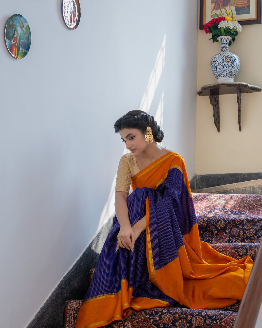 Blue Mysore Crepe Silk Saree